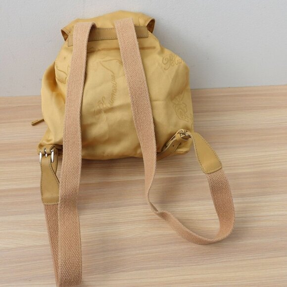 Beige Leather Nylon Backpack MEDIUM Light Italian Luxury Rose ITALY BLUMARINE - Picture 6 of 16